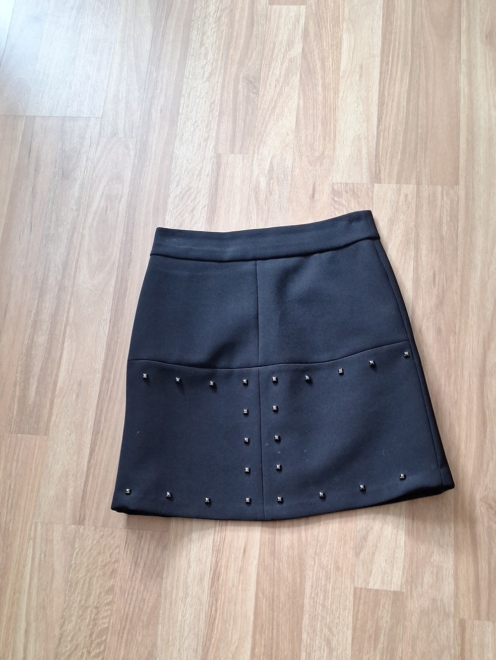 Zara Black Mini Skirt with Silver Studs Xs Excellent Condition